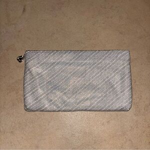 Vintage Whiting & Davis Extremely Rare Silver Metal Mesh Zip Clutch Pouch